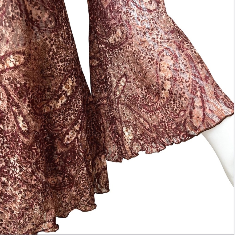 Vtg 90s Bisou Bisou Paisley Lace‎ Bell Sleeve Top Boho S Whitchy Whimsygoth USA - Picture 6 of 17